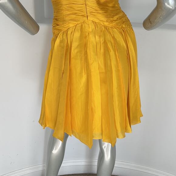 Interlude Couture Collection Silk Yellow Dress Size 8 - Picture 9 of 14